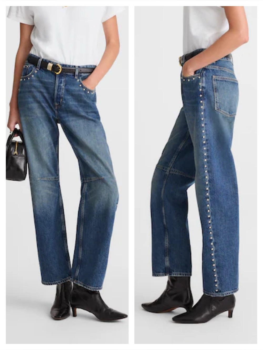 NWT Madewell The Darted Barrel-Leg Jeans W27 Concho Wash Studded Denim MSRP $168